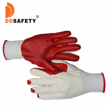 13 Gague Polyester Cotton Red Rubber Coated Safety Gloves